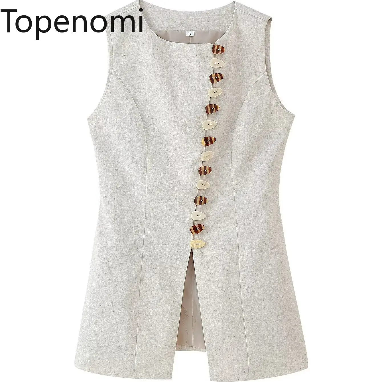 Topenomi Elegant Vest Women Round Neck Single Breasted Waist Slim Fit Waistcoat Tops Summer Simple Versatile Sleeveless Jackets
Topenomi Elegant Vest Women Round Neck Single Breasted Waist Slim Fit Waistcoat Tops Summer Simple Versatile Sleeveless Jackets