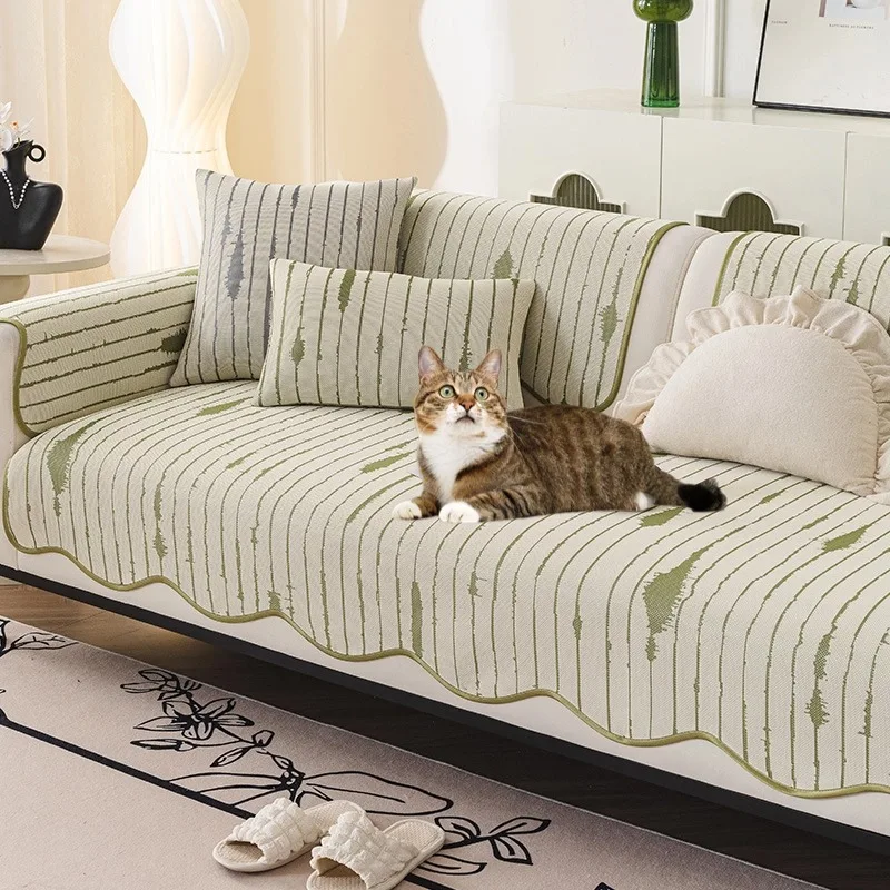 1PC Ice Silk Sofa Towel Covers for Living Room Summer Striped L-shapped Corner Sofa Mat Cooling Non-slip Couch Seat Protector
1PC Ice Silk Sofa Towel Covers for Living Room Summer Striped L-shapped Corner Sofa Mat Cooling Non-slip Couch Seat Protector