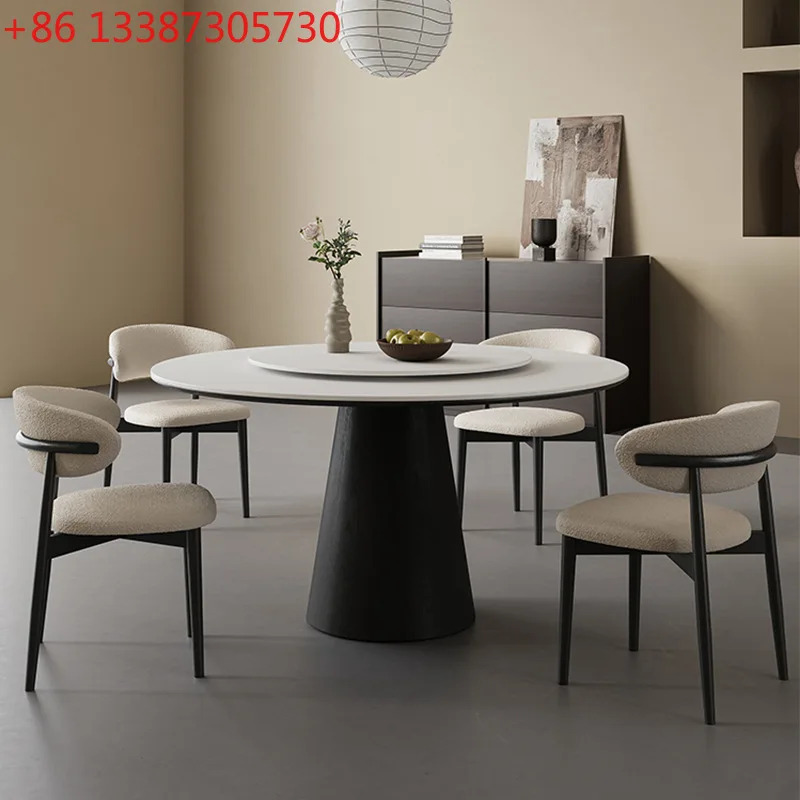 Medieval solid wood round rock slab dining table Modern simple household round table
Medieval solid wood round rock slab dining table Modern simple household round table