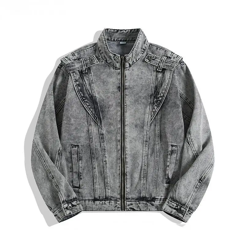 American-style Heavy-duty Denim Jacket for Men High-end Washed And Distressed with A Stand-up Collar And Zipper Jean Jacket
American-style Heavy-duty Denim Jacket for Men High-end Washed And Distressed with A Stand-up Collar And Zipper Jean Jacket
