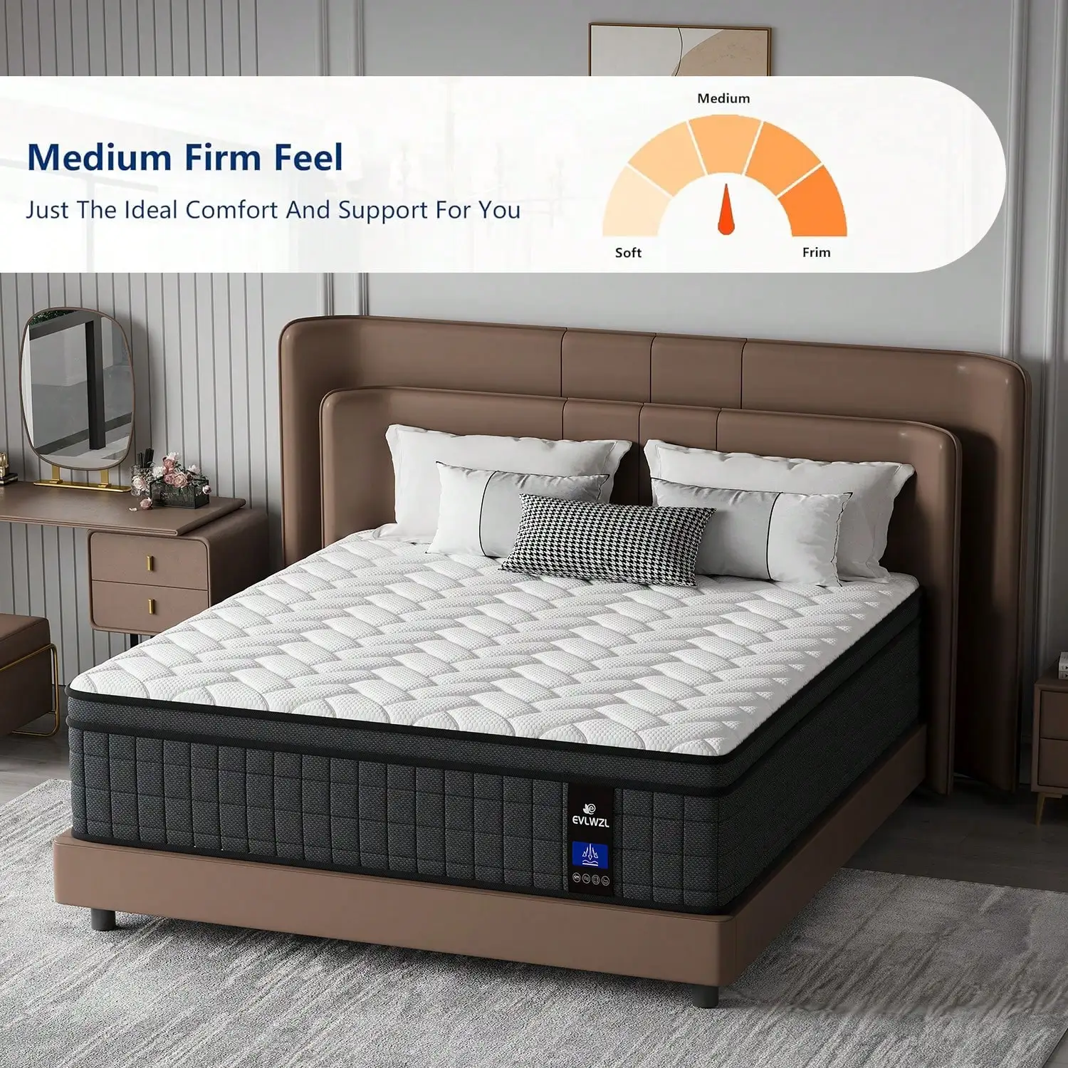 Матрас гибридный с пружинами Pocket Spring и пеной Gel Memory Foam, 12/14 дюймов, Euro Top, средней жесткости, для поддержки спины
Матрас гибридный с пружинами Pocket Spring и пеной Gel Memory Foam, 12/14 дюймов, Euro Top, средней жесткости, для поддержки спины