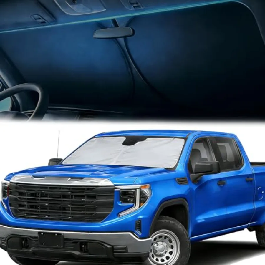 Windshield Sun Shade for Chevy Silverado/GMC Sierra 1500 2500 3500 SLT, AT4, Denali 2026 2025-2019 Front Window Sun Visor Prote
Windshield Sun Shade for Chevy Silverado/GMC Sierra 1500 2500 3500 SLT, AT4, Denali 2026 2025-2019 Front Window Sun Visor Prote