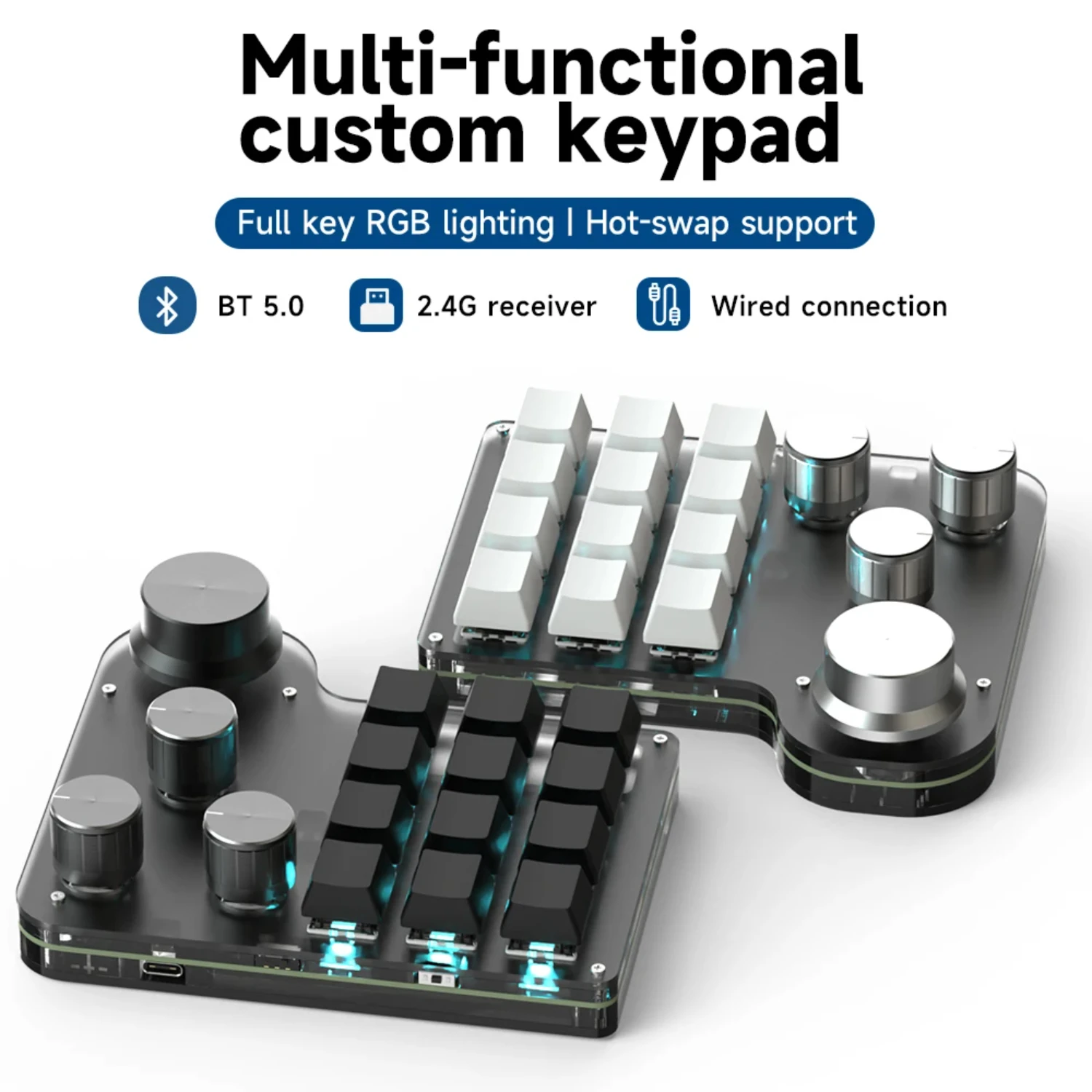 Mini USB Programming Custom Macro 12 Keys 4 Knobs RGB BT Mechanical Keyboar Photoshop Gaming Keypad Mechanical Hotswap Macropad
Mini USB Programming Custom Macro 12 Keys 4 Knobs RGB BT Mechanical Keyboar Photoshop Gaming Keypad Mechanical Hotswap Macropad