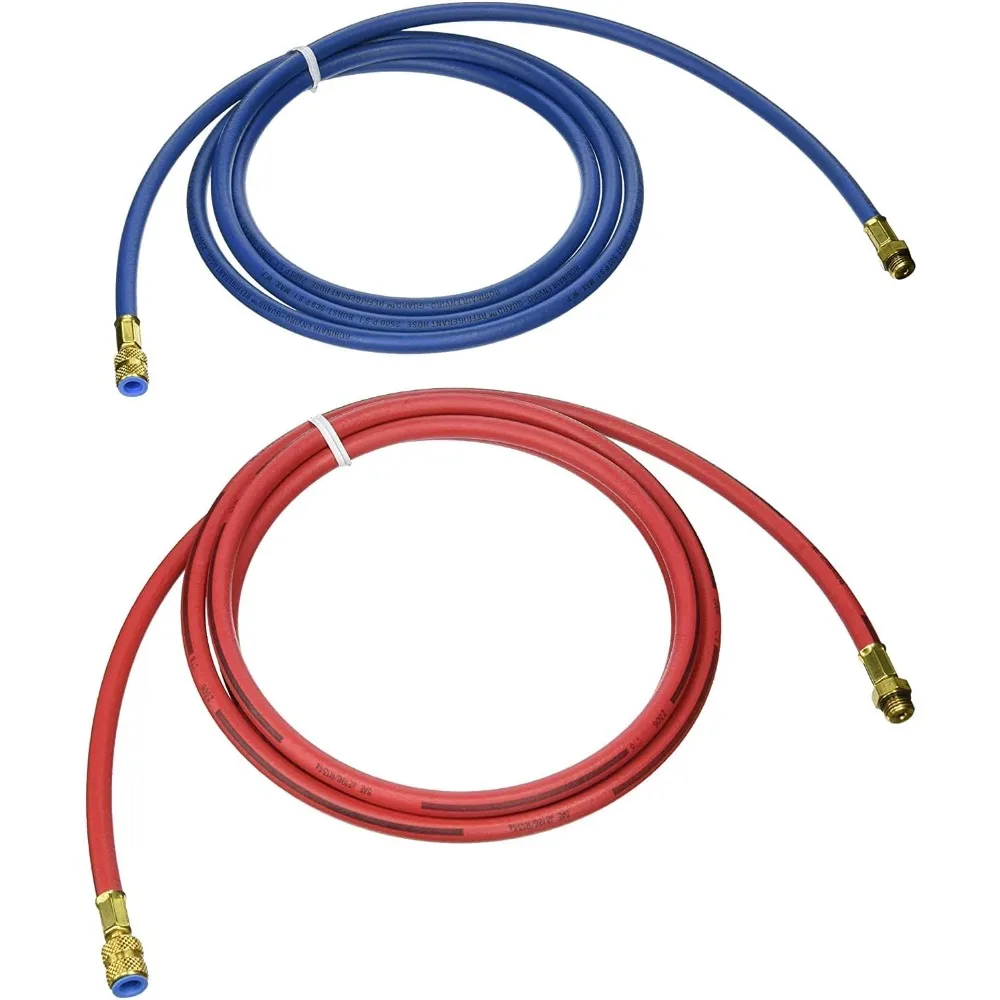 34722 Replacement 9' Long Red and Blue R-134a Enviro-Guard Hose Set for 34788, 34288, and 34134Z RRR Machines
34722 Replacement 9' Long Red and Blue R-134a Enviro-Guard Hose Set for 34788, 34288, and 34134Z RRR Machines