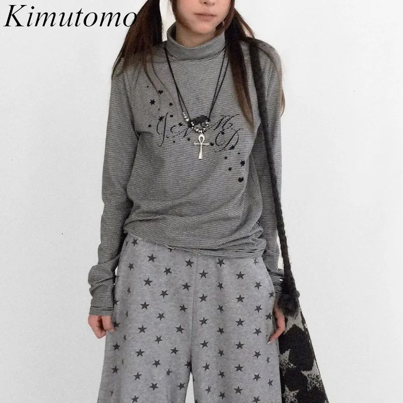 Kimutomo Women T Shirts Star Printed Turtleneck Striped Long Sleeve Autumn Winter Vintage Y2k Aesthetic Harajuku Female Tops
Kimutomo Women T Shirts Star Printed Turtleneck Striped Long Sleeve Autumn Winter Vintage Y2k Aesthetic Harajuku Female Tops