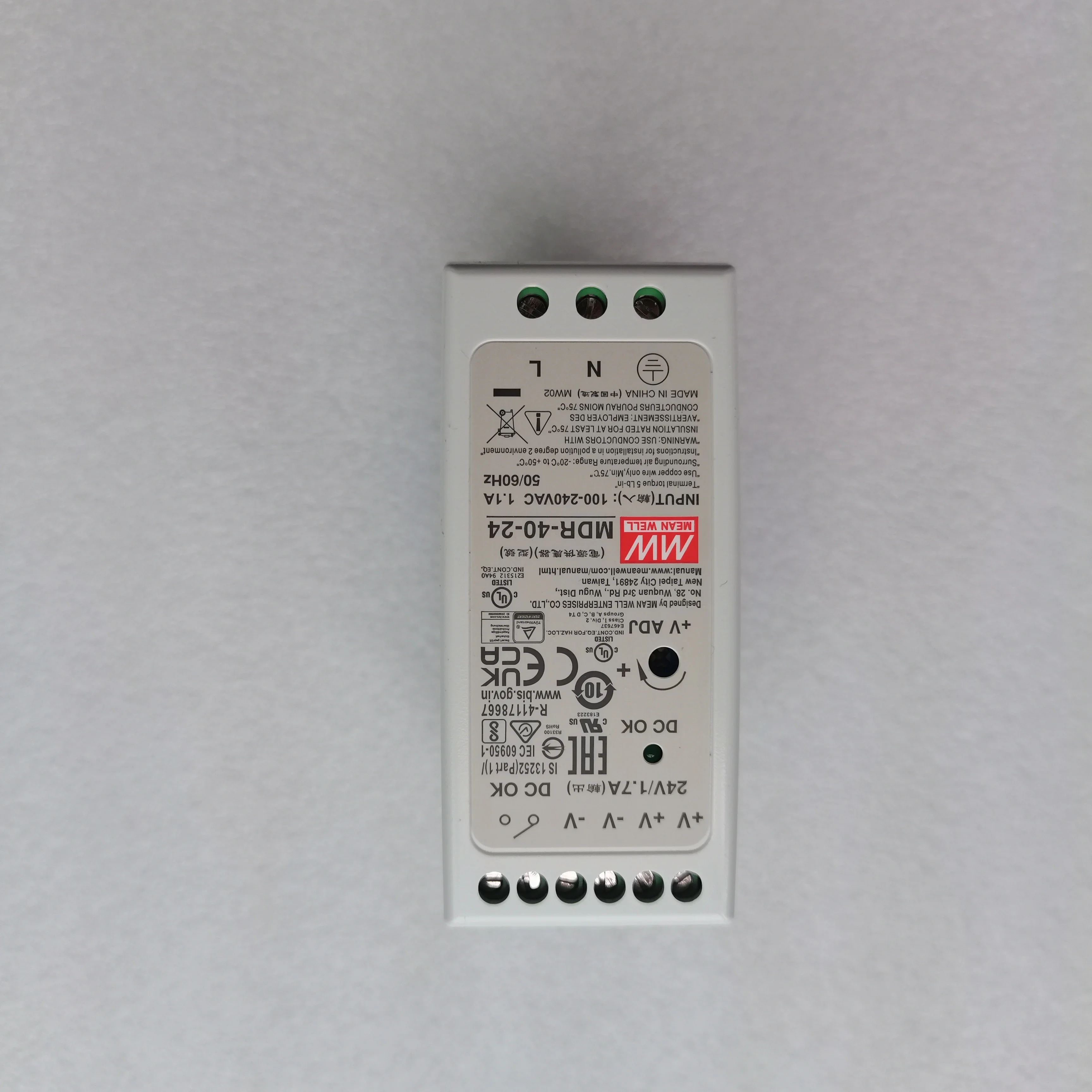 MEAN WELL MDR-40 MDR-40-24 24V 1.7A 40W Single Output Rail Type Industrial Power Supply
MEAN WELL MDR-40 MDR-40-24 24V 1.7A 40W Single Output Rail Type Industrial Power Supply