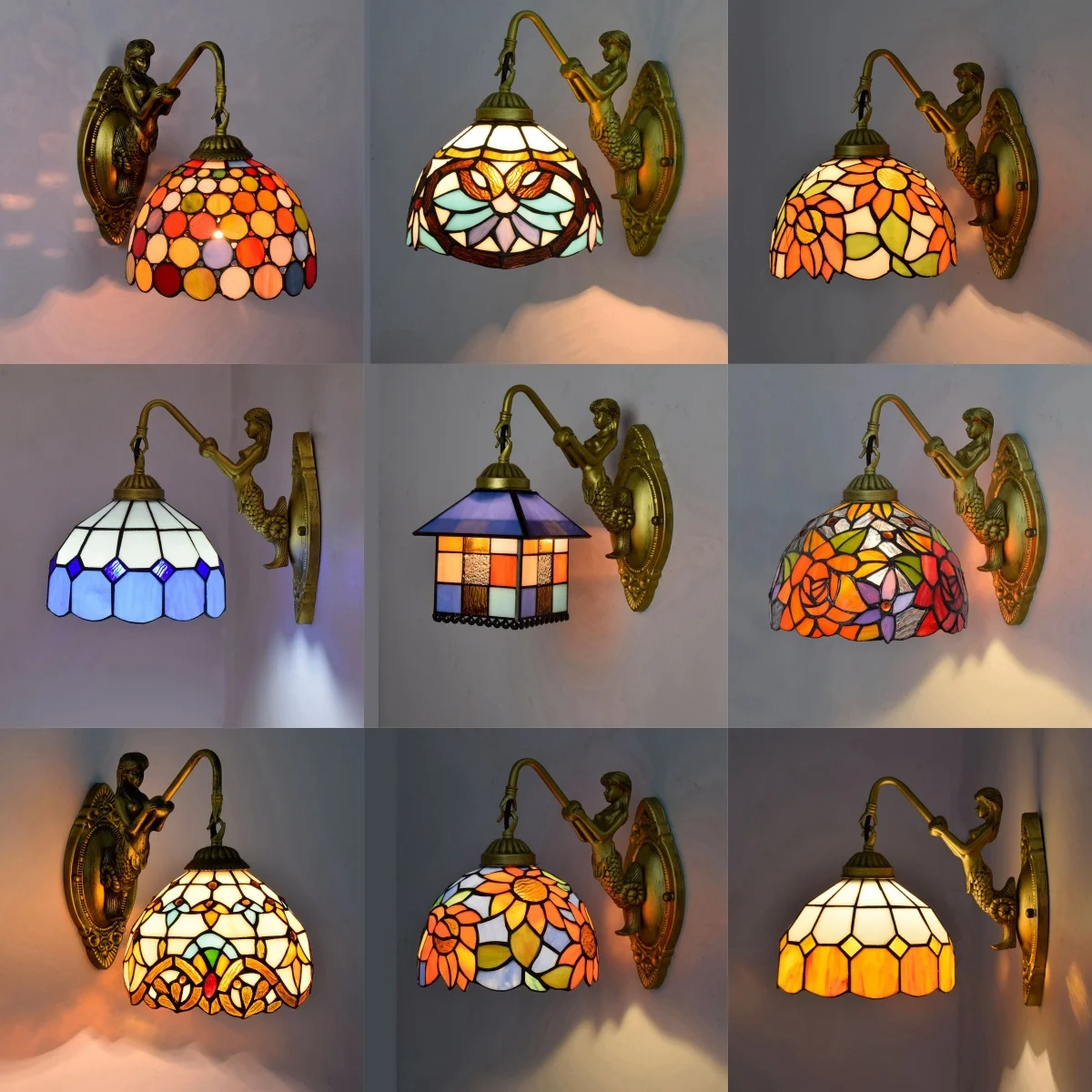 European Baroque style Stained Glass Wall Lamp Bedroom Bedside Lamp Retro Creative Dining Room Balcony Aisle Staircase Light
European Baroque style Stained Glass Wall Lamp Bedroom Bedside Lamp Retro Creative Dining Room Balcony Aisle Staircase Light