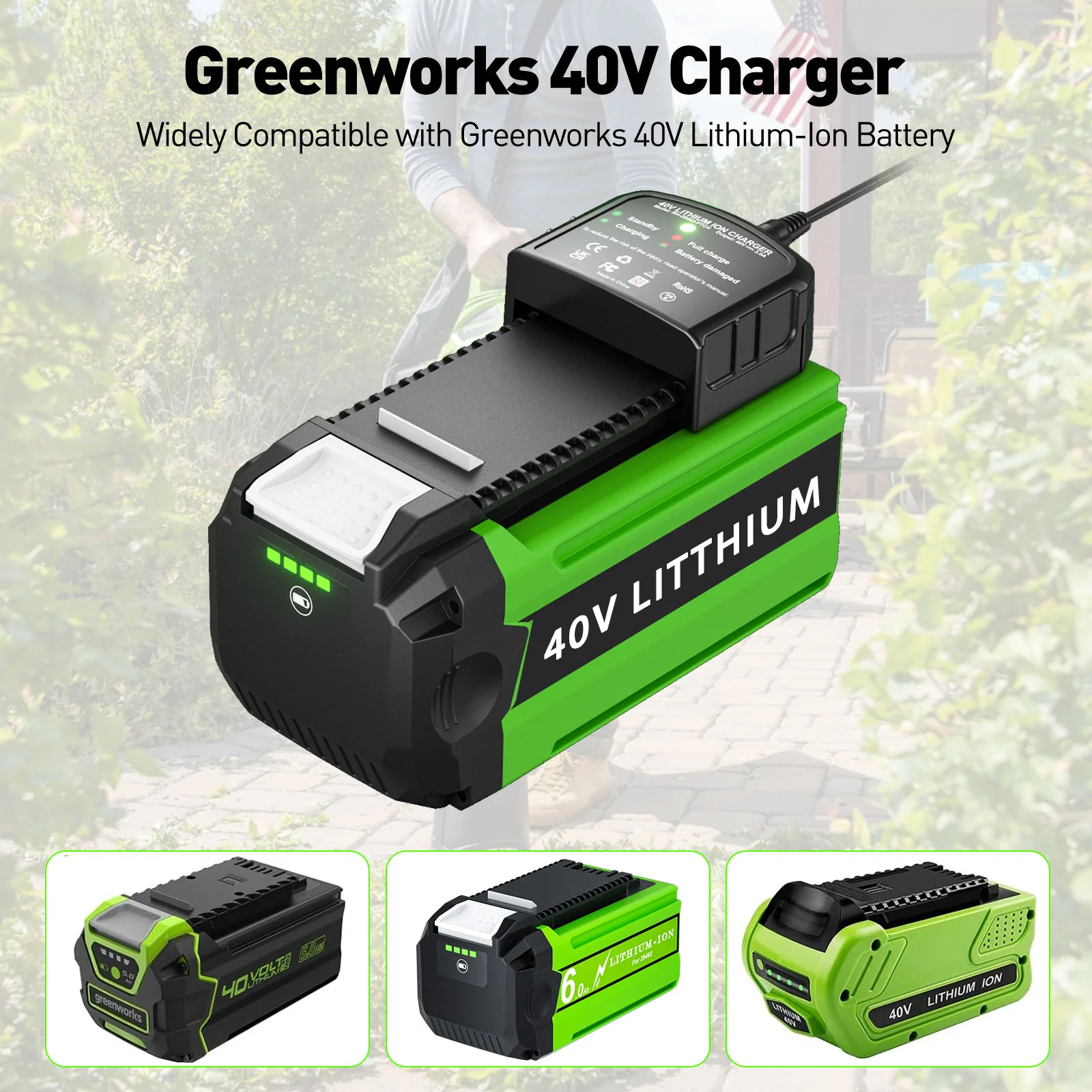Greenworks 40V battery 8Ah Greenworks G-MAX lithium-ion battery suitable for lawn mowers, blowers, chainsaws, trimmers
Greenworks 40V battery 8Ah Greenworks G-MAX lithium-ion battery suitable for lawn mowers, blowers, chainsaws, trimmers