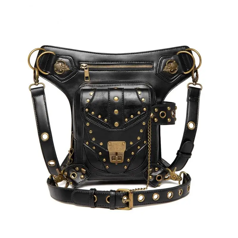 Women Steampunk Vintage Retro Motorcycle Bag One Shoulder Messenger Bag Chain Rivet Decorative Waistbag Multiple Backpack
Women Steampunk Vintage Retro Motorcycle Bag One Shoulder Messenger Bag Chain Rivet Decorative Waistbag Multiple Backpack