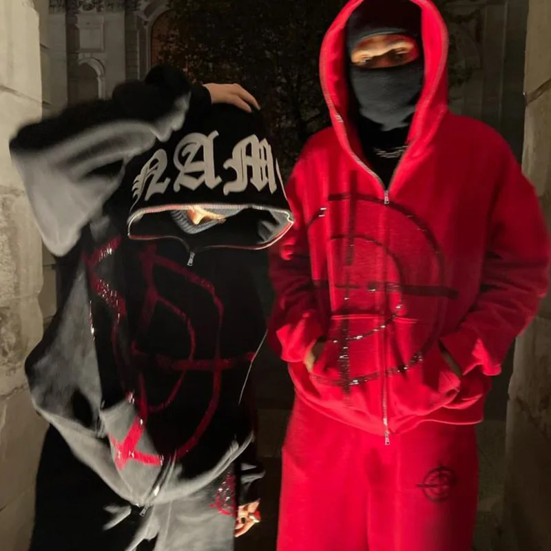 Hip Hop Rhinestone Zipper Hoodies Fashion High Street Gothic Retro Loose Sweatshirt Men Women Popular Y2k Couples Autumn Hoodie
Hip Hop Rhinestone Zipper Hoodies Fashion High Street Gothic Retro Loose Sweatshirt Men Women Popular Y2k Couples Autumn Hoodie