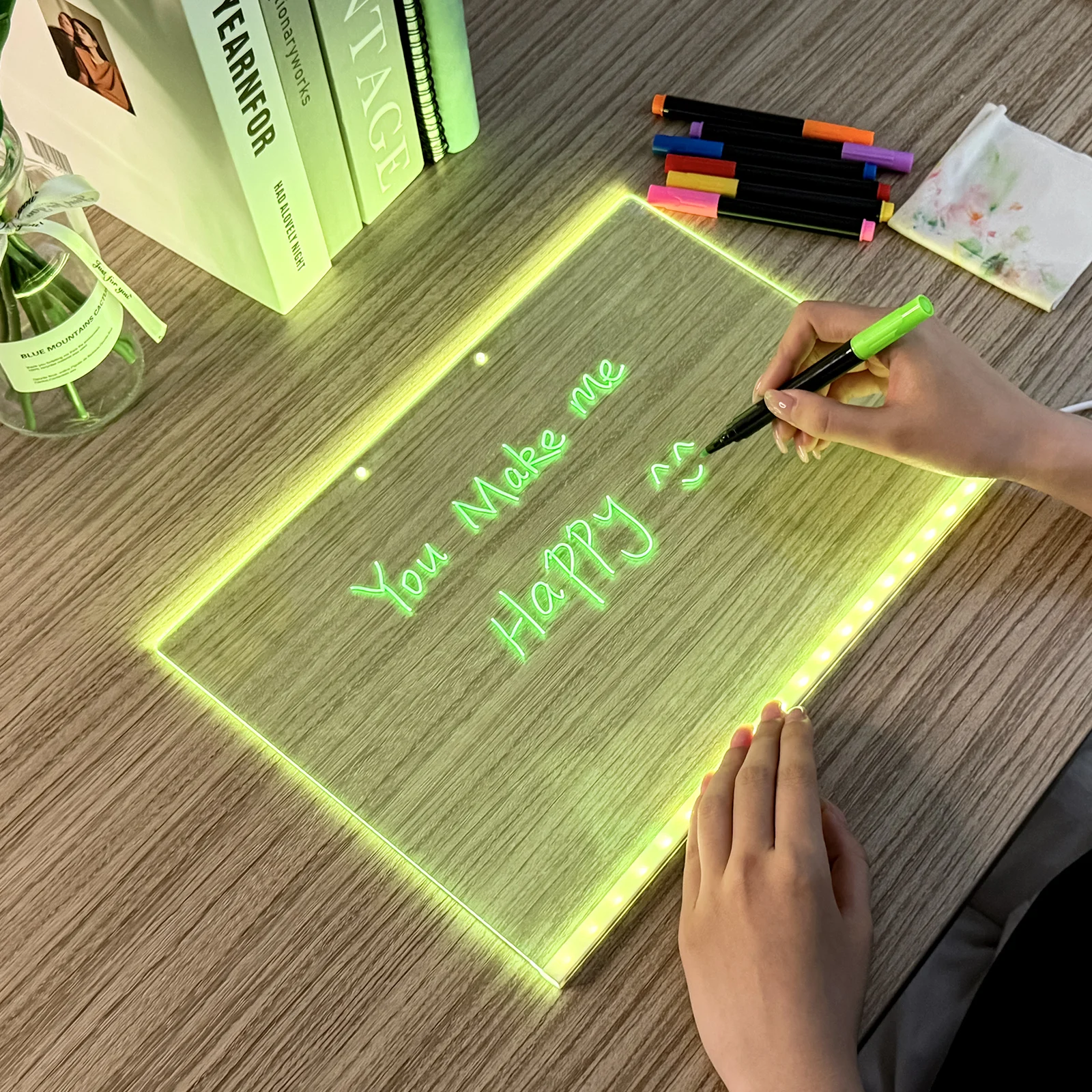 LED Light Up Acrylic Message Board 13.8"x10" Erasable USB Children's Drawing Board DIY for Birthday Gifts Bar Advertising Boards
LED Light Up Acrylic Message Board 13.8"x10" Erasable USB Children's Drawing Board DIY for Birthday Gifts Bar Advertising Boards