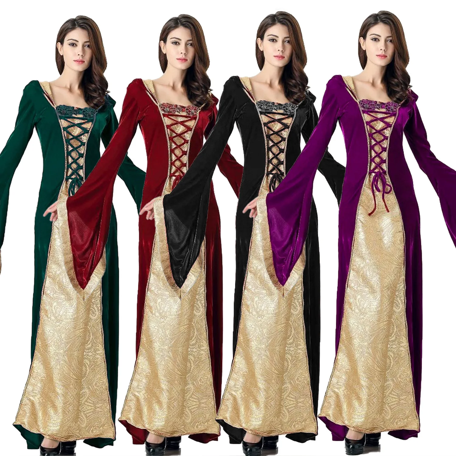 Women Medieval Velvet Dress Long Sleeve Gown Vampire Performance Stage Dress Up Carnival Party Fancy Dress
Women Medieval Velvet Dress Long Sleeve Gown Vampire Performance Stage Dress Up Carnival Party Fancy Dress