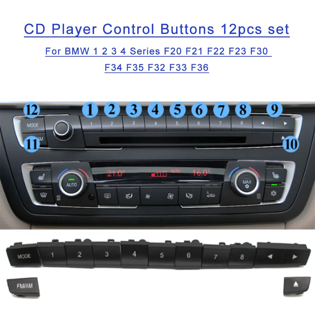 Fit For BMW 1 2 3 4 Series F20 F22 F30 F32 CD Player Control Buttons 12pcs Set Cover
Fit For BMW 1 2 3 4 Series F20 F22 F30 F32 CD Player Control Buttons 12pcs Set Cover