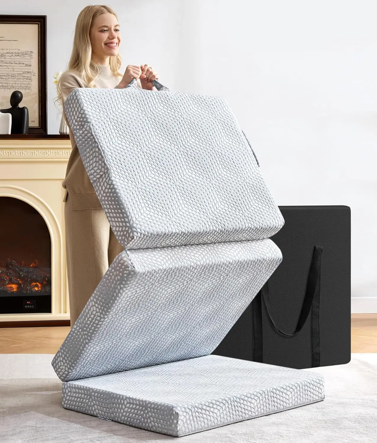 3.8 Inch Trifold Memory Foam Topper with Storage Bag, Portable Guest Mat for Camping, Floor, Travel, Gray, 25x75
3.8 Inch Trifold Memory Foam Topper with Storage Bag, Portable Guest Mat for Camping, Floor, Travel, Gray, 25x75