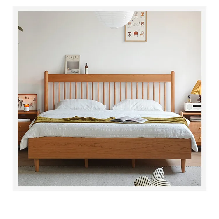 Nordic 1.8 meters solid wood bed North American cherry wood bedroom furniture
Nordic 1.8 meters solid wood bed North American cherry wood bedroom furniture