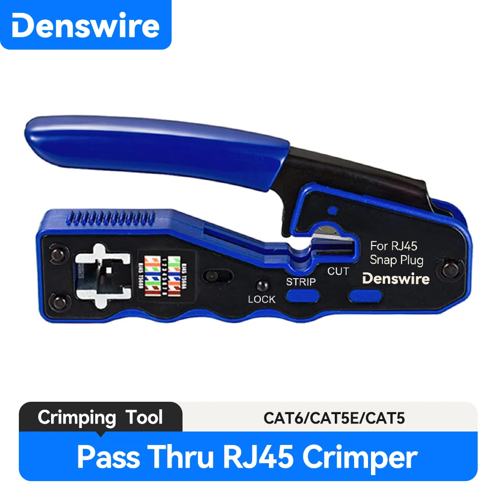 Обжимной инструмент Denswire RJ45, проходной обжимной резак для Cat6a Cat6 Cat5 Cat5e 8P8C, инструмент для обжима модульного разъема Ethernet
Обжимной инструмент Denswire RJ45, проходной обжимной резак для Cat6a Cat6 Cat5 Cat5e 8P8C, инструмент для обжима модульного разъема Ethernet