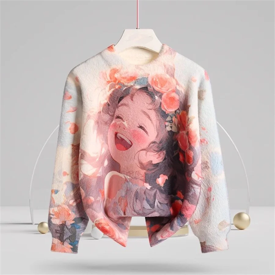 Autumn Winter High Quality Beauty Print Mink Velvet Sweaters Pullovers Women Runway Designer Long Sleeve Harajuku Jumper 2024
Autumn Winter High Quality Beauty Print Mink Velvet Sweaters Pullovers Women Runway Designer Long Sleeve Harajuku Jumper 2024