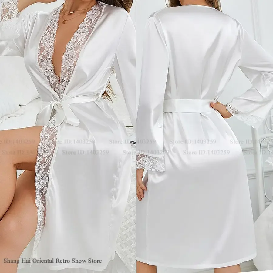 White Lace Trim Bride Wedding Robe Dress Spring Summer New Sleepwear Home Clothes Female Kimono Bathrobe Gown Loose Nightgown
White Lace Trim Bride Wedding Robe Dress Spring Summer New Sleepwear Home Clothes Female Kimono Bathrobe Gown Loose Nightgown