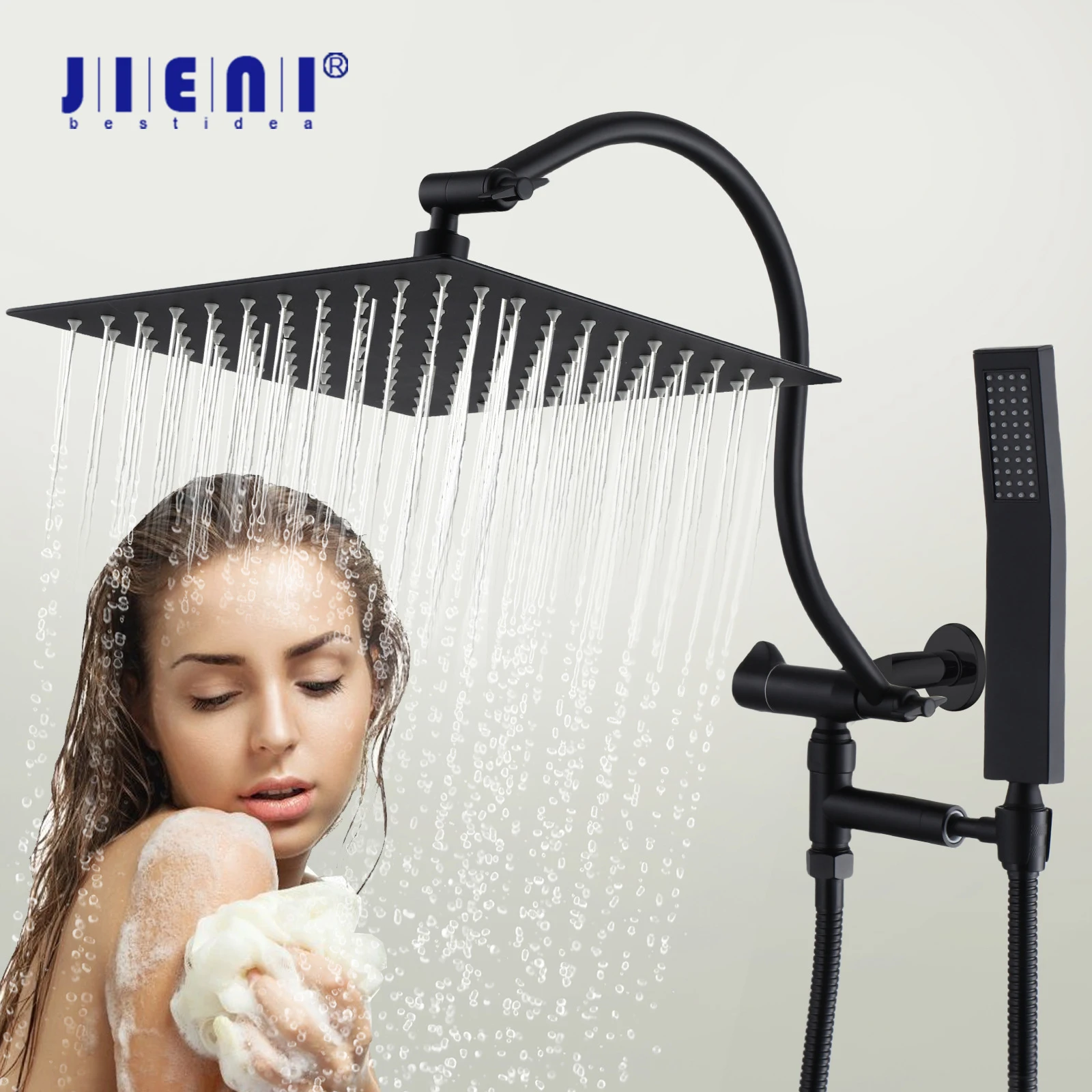 JIENI All Metal High Pressure Shower Set 8/10/12 Inch Rainfall Square Shower Head 3-Way Simple Shower System W/ Extension Arm
JIENI All Metal High Pressure Shower Set 8/10/12 Inch Rainfall Square Shower Head 3-Way Simple Shower System W/ Extension Arm