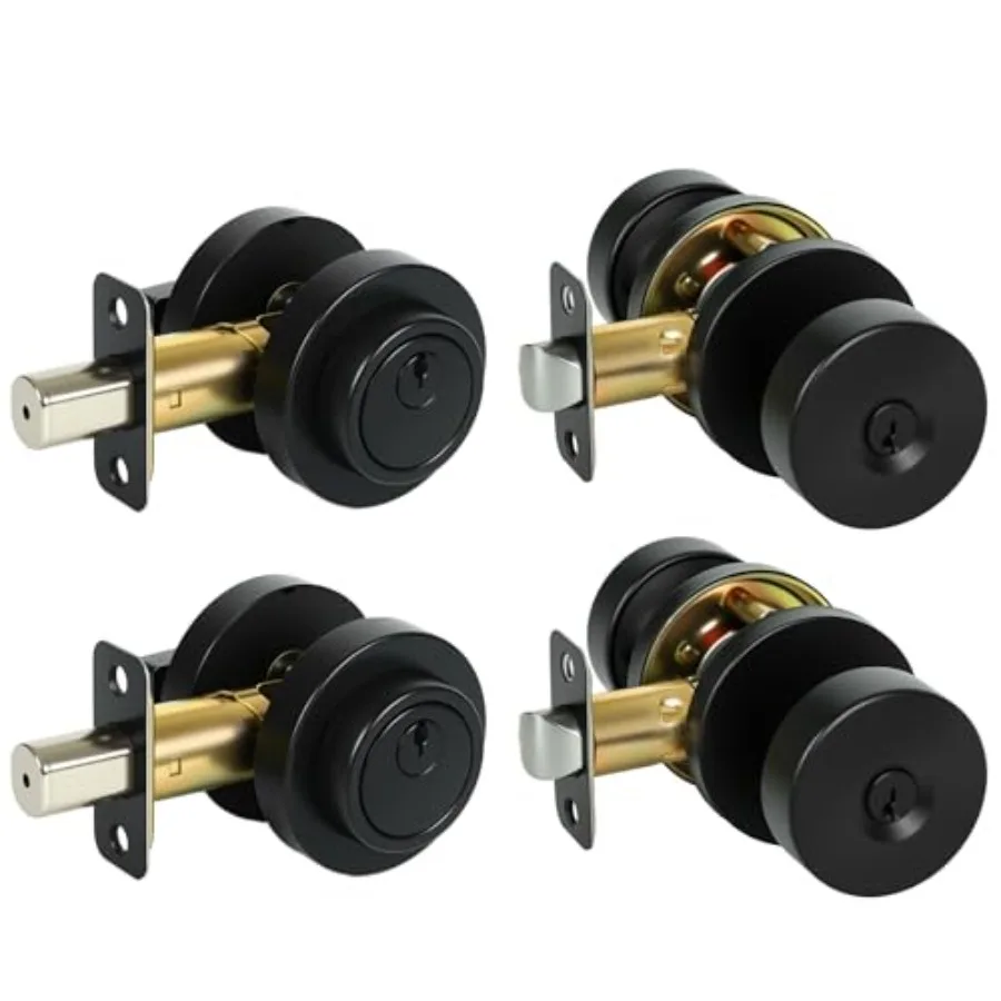 Single Cylinder Deadbolt Lock and Door Knob with Lock, Keyed Alike Door Locks for Front Door Matte Black
Single Cylinder Deadbolt Lock and Door Knob with Lock, Keyed Alike Door Locks for Front Door Matte Black