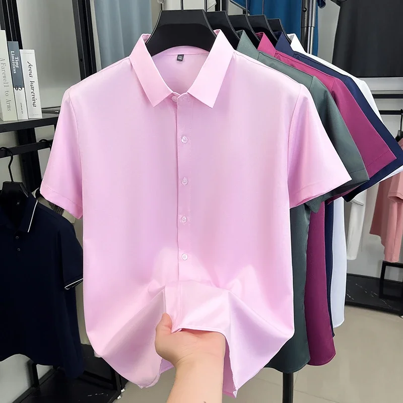 Mens Slim Fit Short Sleeve Button Up Shirt Formal Tops Wrinkle Resistant Breathable Shirts For Men Business Activities
Mens Slim Fit Short Sleeve Button Up Shirt Formal Tops Wrinkle Resistant Breathable Shirts For Men Business Activities