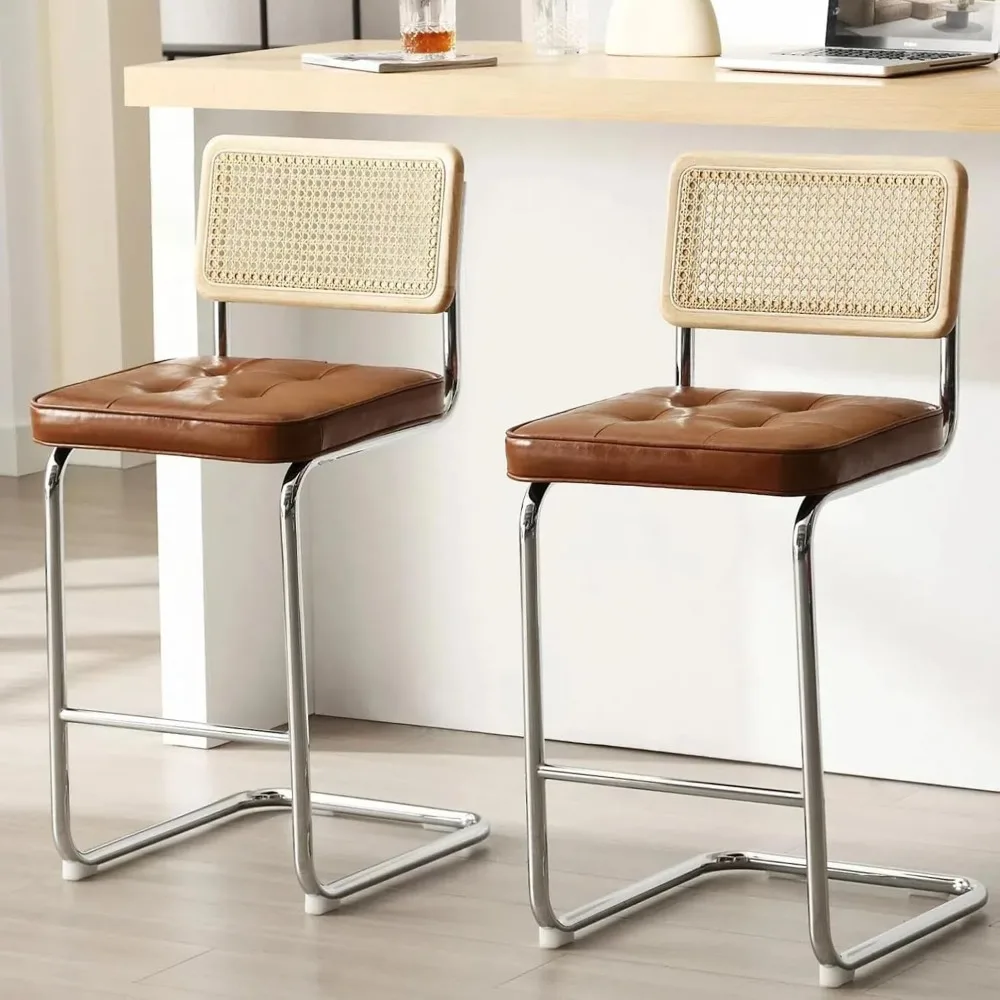 Natural Rattan Bar Stools Set of 2, Modern Counter Height Stools with Solid Wood Back, 26'' Counter Height Chairs
Natural Rattan Bar Stools Set of 2, Modern Counter Height Stools with Solid Wood Back, 26'' Counter Height Chairs