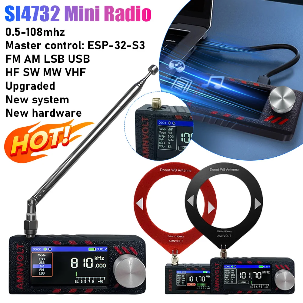 Портативное радио SI4732 0.5-108 МГц с поддержкой LSB, USB, AM, FM, FM/AM, с 1.9-дюймовым IPS-экраном, миниатюрное карманное радио для диапазонов HF, SW, MW, VHF.
Портативное радио SI4732 0.5-108 МГц с поддержкой LSB, USB, AM, FM, FM/AM, с 1.9-дюймовым IPS-экраном, миниатюрное карманное радио для диапазонов HF, SW, MW, VHF.