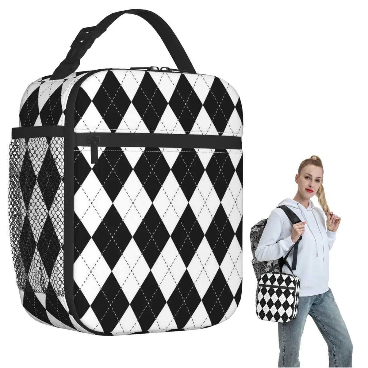 Diamond Shaped Geometric Pattern Insulated Lunch Bag for Women Kids Portable Food Boxes Thermal Lunch Box Tote
Diamond Shaped Geometric Pattern Insulated Lunch Bag for Women Kids Portable Food Boxes Thermal Lunch Box Tote