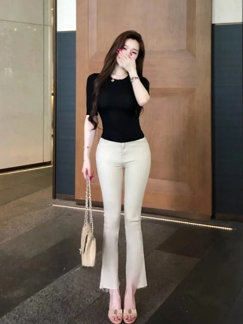 Slimming High Waist Bell Bottom Jeans Sexy Girl Nine Points Retro Butt Lifting Slimming Wide Hip Micro Flared Denim Pants
Slimming High Waist Bell Bottom Jeans Sexy Girl Nine Points Retro Butt Lifting Slimming Wide Hip Micro Flared Denim Pants