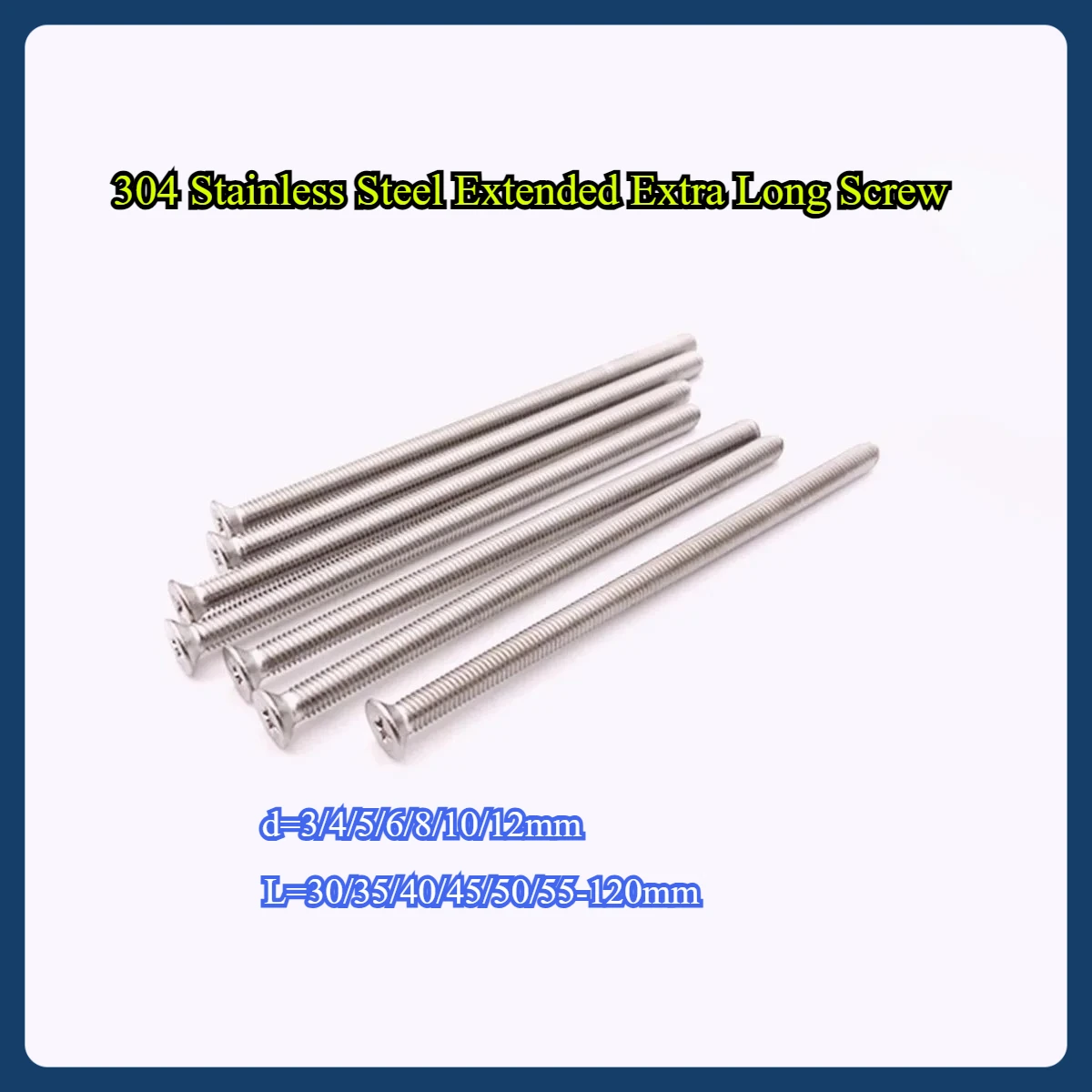 304 Stainless Steel Extended Extra Long Screw / Countersunk Cross Head Bolt M3M4M5
304 Stainless Steel Extended Extra Long Screw / Countersunk Cross Head Bolt M3M4M5
