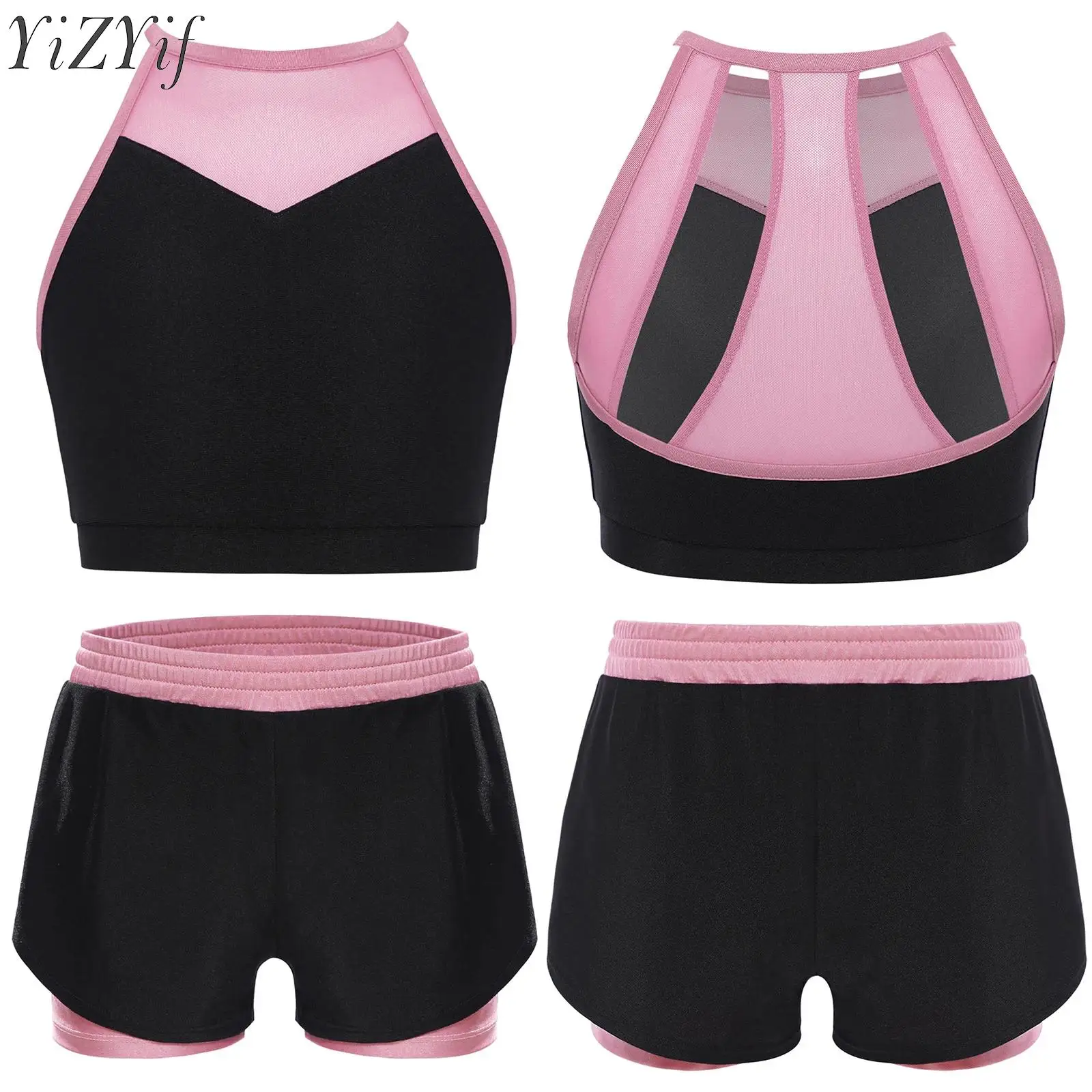 Kids Girls Sports Tracksuit Ballet Sets Sleeveless Crop Top with Boxer Shorts for Gymnastics Workout Dance Exercise Yoga Running 
Kids Girls Sports Tracksuit Ballet Sets Sleeveless Crop Top with Boxer Shorts for Gymnastics Workout Dance Exercise Yoga Running