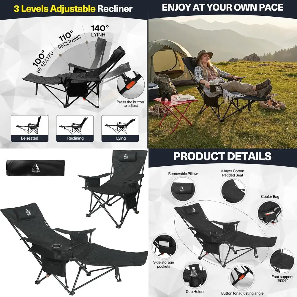 2025 Enhanced 2-in-1 Reclining Camp Chair with Cooler, Foldable Beach Lounger, Adjustable Backrest for Outdoor Activities
2025 Enhanced 2-in-1 Reclining Camp Chair with Cooler, Foldable Beach Lounger, Adjustable Backrest for Outdoor Activities