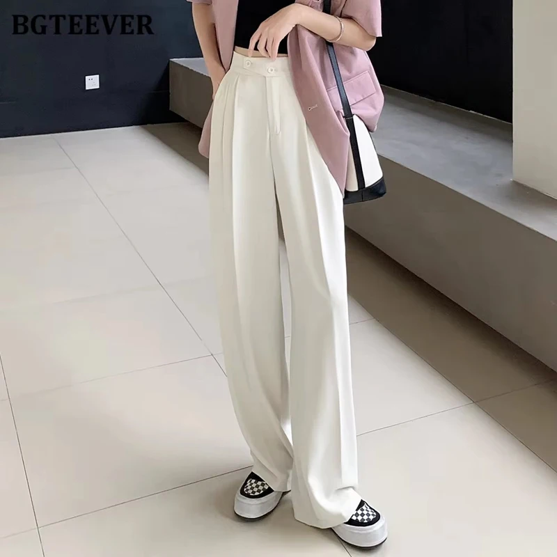 BGTEEVER весна-лето с высокой талией и пуговицами женские костюмные брюки элегантные свободные карманы длинные широкие брюки для женщин
BGTEEVER весна-лето с высокой талией и пуговицами женские костюмные брюки элегантные свободные карманы длинные широкие брюки для женщин