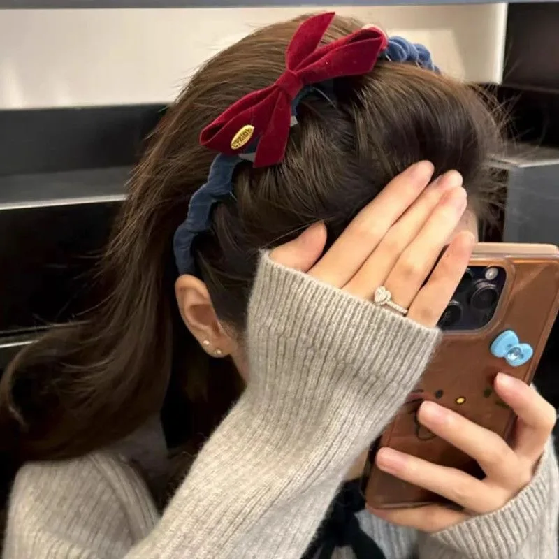 Retro Color-Block Velvet Bow Headband with Clips Trendy Hair Accessory for Women High Crown Headband
Retro Color-Block Velvet Bow Headband with Clips Trendy Hair Accessory for Women High Crown Headband