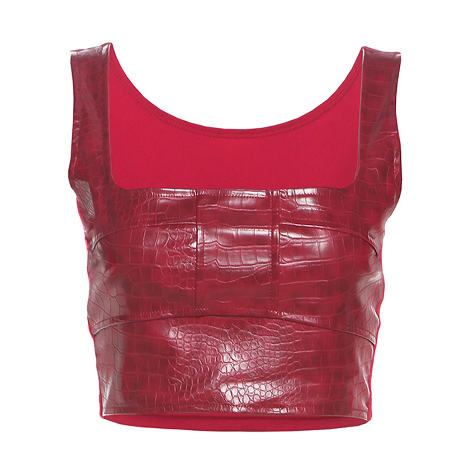 Women Textured PU Patchwork Cropped Top Wet Look Vest Clubwear Square Neck Sleeveless Pullover Tank Top for Music Festival Stage
Women Textured PU Patchwork Cropped Top Wet Look Vest Clubwear Square Neck Sleeveless Pullover Tank Top for Music Festival Stage