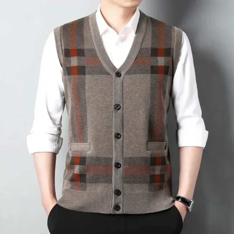 Men's V-neck Sleeveless Vest, Classic Business Men's Knitted Vest, Cardigan Sweater
Men's V-neck Sleeveless Vest, Classic Business Men's Knitted Vest, Cardigan Sweater