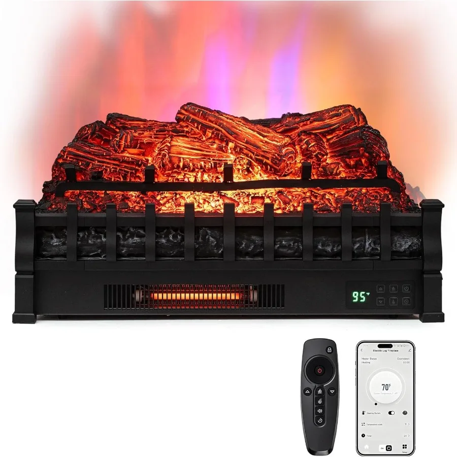 26 Inches Electric Fireplace Insert Log with 1500W Infrared Quartz Heating 5120 BTU Output Adjustable Flame and Brightness WiFi
26 Inches Electric Fireplace Insert Log with 1500W Infrared Quartz Heating 5120 BTU Output Adjustable Flame and Brightness WiFi