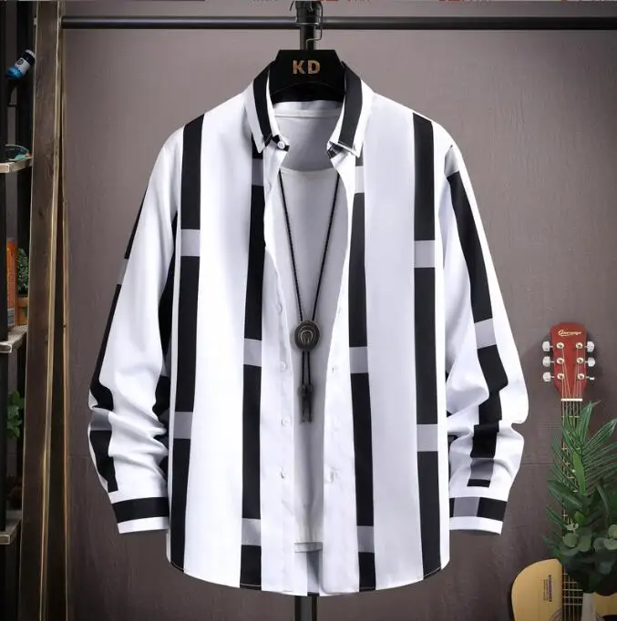 2025 new men's Casual Loose Comfortable long-sleeved blue striped printed shirt men's elegant classic fashion tops
2025 new men's Casual Loose Comfortable long-sleeved blue striped printed shirt men's elegant classic fashion tops