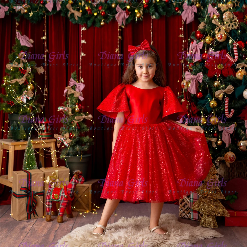 Lovely Christmas Flower Girl Dress Red Tulle Fluffy Sequins for Beautiful Kids Birthday Party Evening Ball Gowns Customizable
Lovely Christmas Flower Girl Dress Red Tulle Fluffy Sequins for Beautiful Kids Birthday Party Evening Ball Gowns Customizable