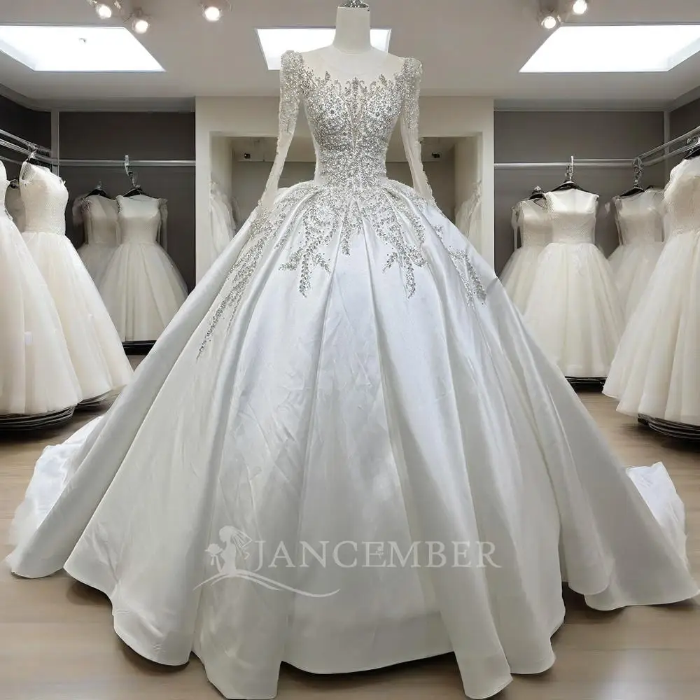 Customized Long Sleeves Beaded Lightweight Wedding Dress for Travel Ball Gown Sweep Train Lace Up Bridal Gown Vestidos de novia
Customized Long Sleeves Beaded Lightweight Wedding Dress for Travel Ball Gown Sweep Train Lace Up Bridal Gown Vestidos de novia