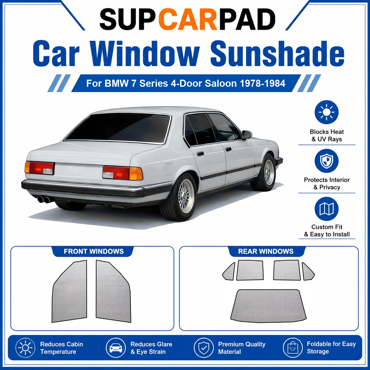For BMW - BMW 7 Series 4-Door Saloon 1978-1984 Full Set Car Window Sunshades UV Block Privacy Heat Insulated Foldable Car Curtai
For BMW - BMW 7 Series 4-Door Saloon 1978-1984 Full Set Car Window Sunshades UV Block Privacy Heat Insulated Foldable Car Curtai