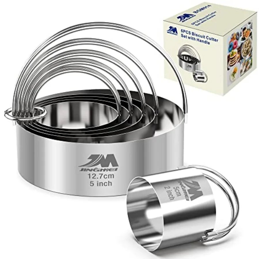 Biscuit Cutter Set for baking 2inch 2.5inch 3inch 3.5inch 4inch 5inch large size Round Metal Baking Rings with handle for Pastr
Biscuit Cutter Set for baking 2inch 2.5inch 3inch 3.5inch 4inch 5inch large size Round Metal Baking Rings with handle for Pastr