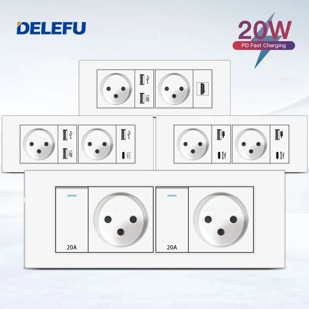 DELEFU Flame Retardant SC31 Panel 195mm White Israeli Standard USB Type C Fast Charging Wall Socket Switch TV Tel CAT5 CAT6
DELEFU Flame Retardant SC31 Panel 195mm White Israeli Standard USB Type C Fast Charging Wall Socket Switch TV Tel CAT5 CAT6