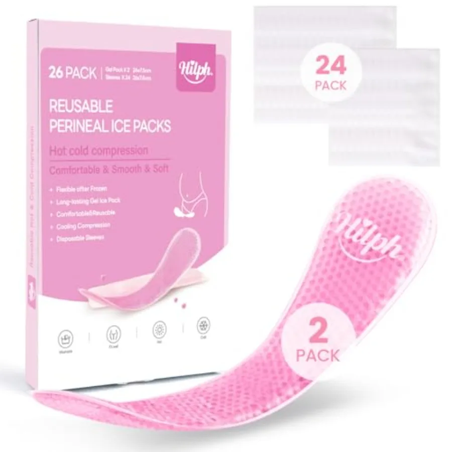 Perineal Ice Packs for Postpartum Hemorrhoid Pain Relief, Reusable 2 Perineal Cooling Pads with 24Pcs Disposable Sleeves for Wo
Perineal Ice Packs for Postpartum Hemorrhoid Pain Relief, Reusable 2 Perineal Cooling Pads with 24Pcs Disposable Sleeves for Wo