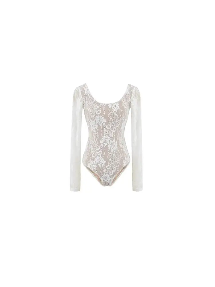 Sexy Lace Bodysuit Women's Autumn Winter Outerwear Hollow out Slim Fit Base Shirt with Crotch round Neck One-Piece Bodycon Top
Sexy Lace Bodysuit Women's Autumn Winter Outerwear Hollow out Slim Fit Base Shirt with Crotch round Neck One-Piece Bodycon Top