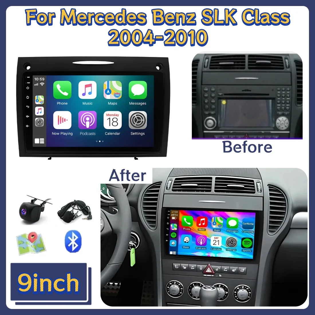 9inch 2+64G Car Stereo Radio For Mercedes Benz SLK Class 2004-2010 Android 13 For Carplay GPS Navigation Head Unit Bluetooth
9inch 2+64G Car Stereo Radio For Mercedes Benz SLK Class 2004-2010 Android 13 For Carplay GPS Navigation Head Unit Bluetooth