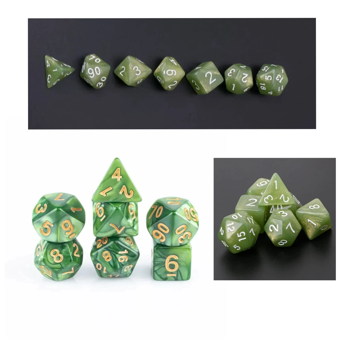 Набор из 7 многогранных игральных костей TRPG с жемчужно-зеленым блеском для DND, D20, D12, D10, D8, D6, D4 для ролевых игр
Набор из 7 многогранных игральных костей TRPG с жемчужно-зеленым блеском для DND, D20, D12, D10, D8, D6, D4 для ролевых игр