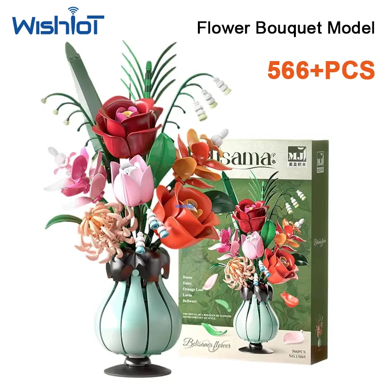566pcs Flower Bouquet Building Blocks with Vase Rose Tulip Artificial Floral Bricks Botanical Collection Home Decor Toy
566pcs Flower Bouquet Building Blocks with Vase Rose Tulip Artificial Floral Bricks Botanical Collection Home Decor Toy