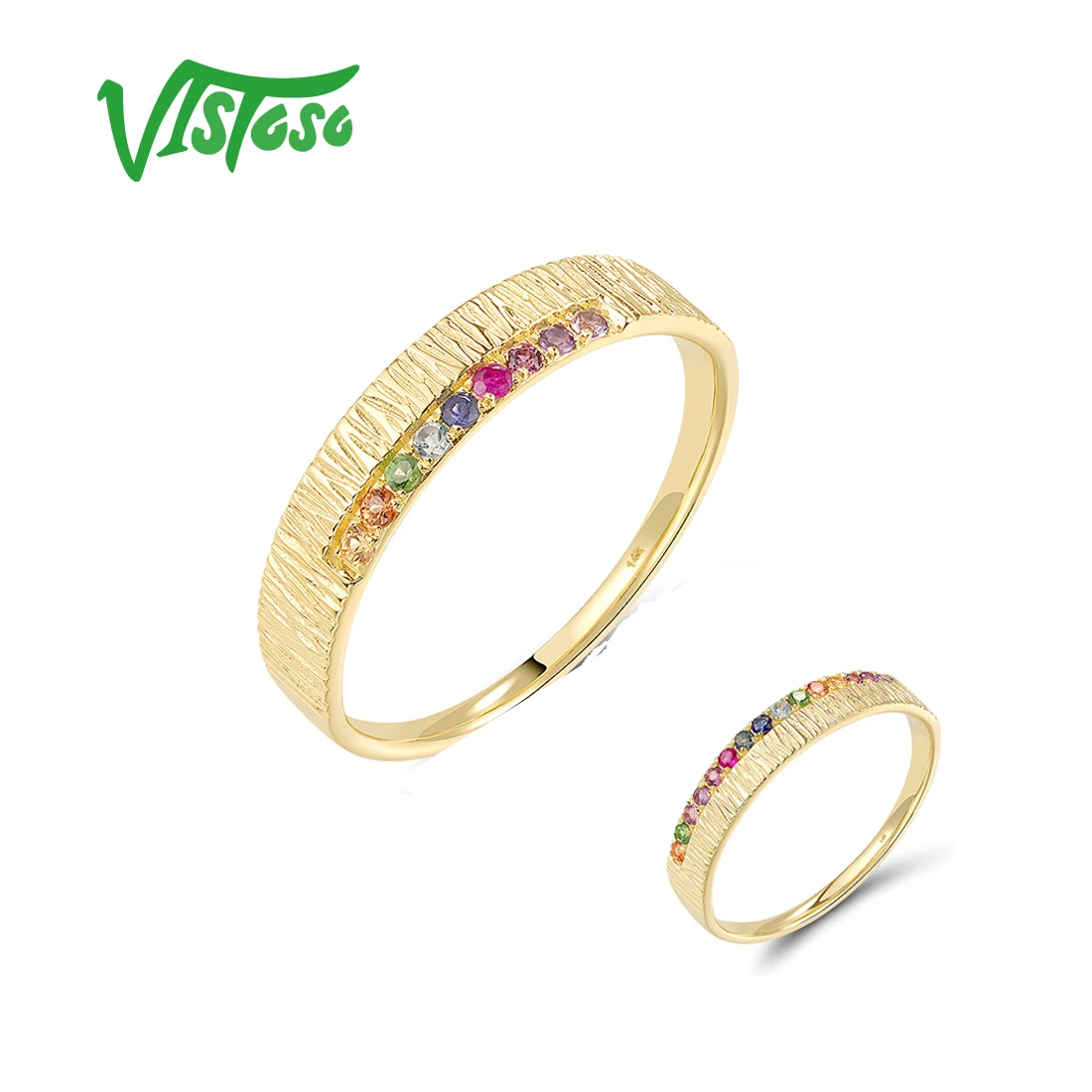 Vistoso Authentic 14K 585 Yellow Gold Ring For Women Sparkling Multi-Color Gems Brushed Finished Trendy Anniversary Fine Jewelry
Vistoso Authentic 14K 585 Yellow Gold Ring For Women Sparkling Multi-Color Gems Brushed Finished Trendy Anniversary Fine Jewelry