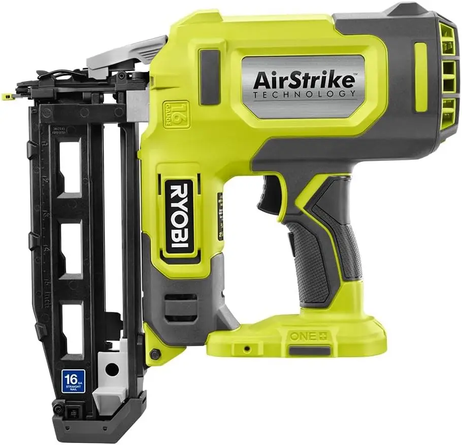 RYOBI ONE+ 18V 16-Gauge Cordless AirStrike Finish Nailer (Tool Only), P326, Green
RYOBI ONE+ 18V 16-Gauge Cordless AirStrike Finish Nailer (Tool Only), P326, Green